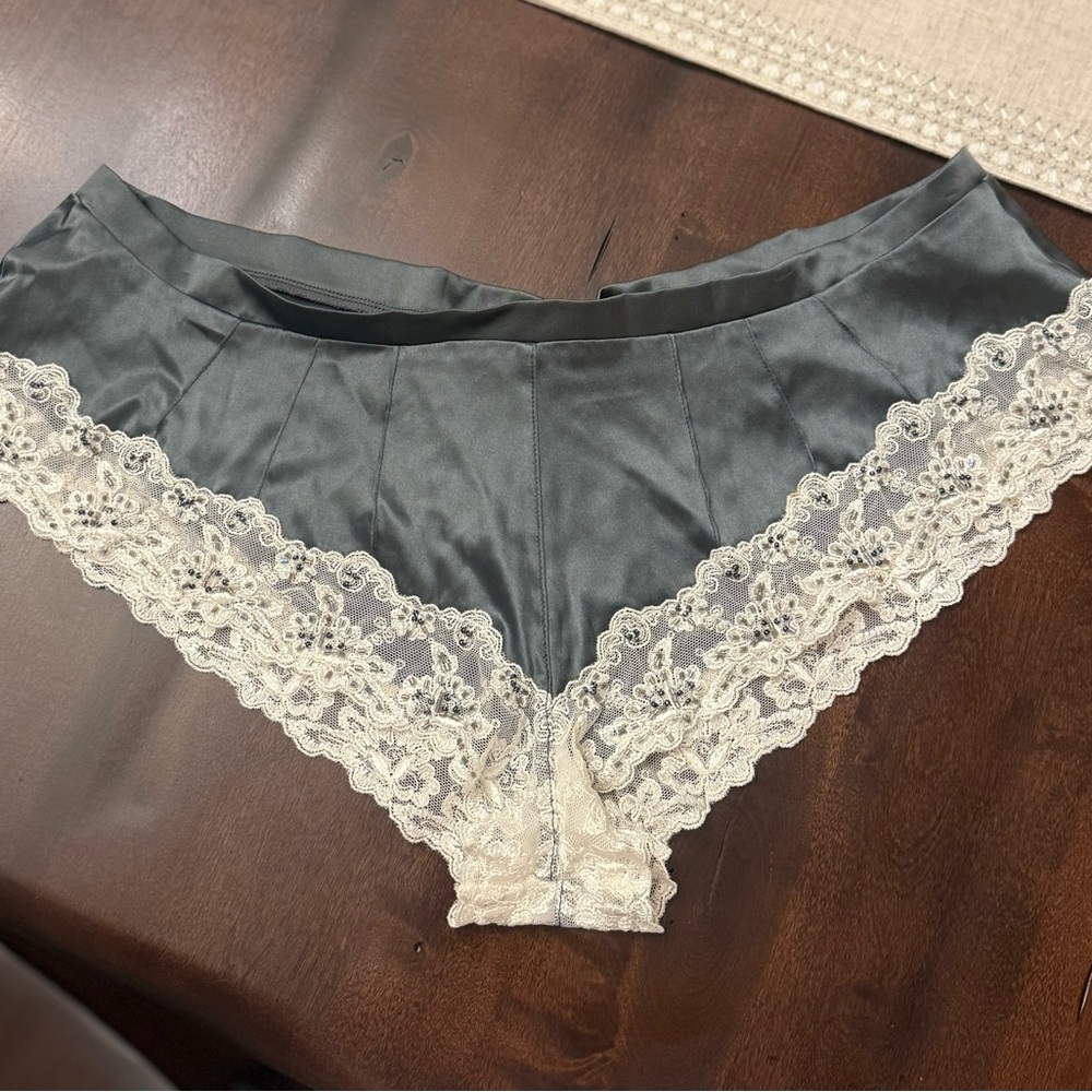 Elegant Lace Trim Satin Panties